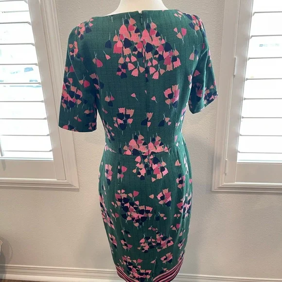 Boden Fleur Fitted Dress Hunter Green Tulip 6r - Picture 5 of 9